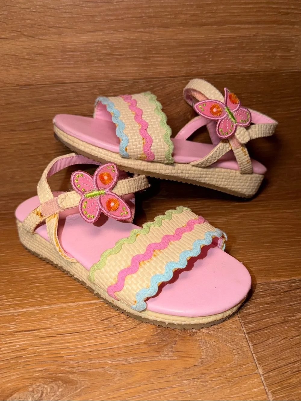 Gymboree Pink Butterfly Rickrack Trim Sandals 8